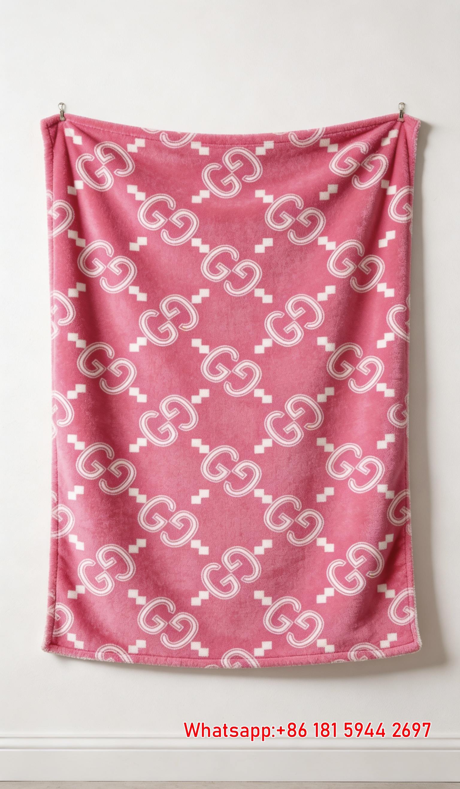 Hot Pink GG Monogram Flannel Fleece Blanket – Wall Hanging Decor Gucci throw blankets IMG_2570